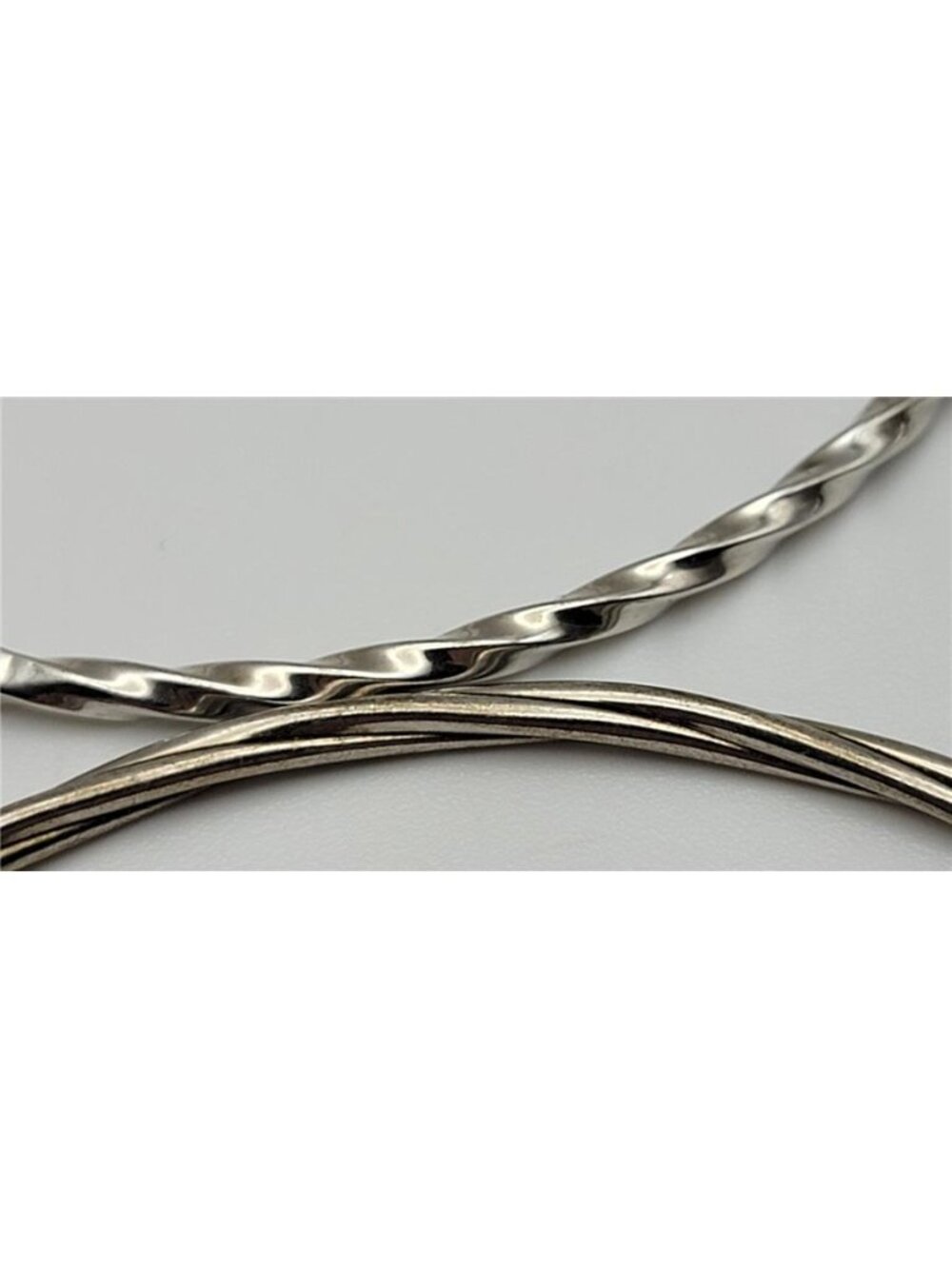 Vintage Thailand 925 Sterling Silver Set Of 6 Bangle Bracelets Twisted Flat 8" - Picture 3 of 10